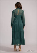 High Neck Tiered Maxi Dress - 200424