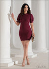 Puff Sleeve Bodycon Mini Dress - 090625