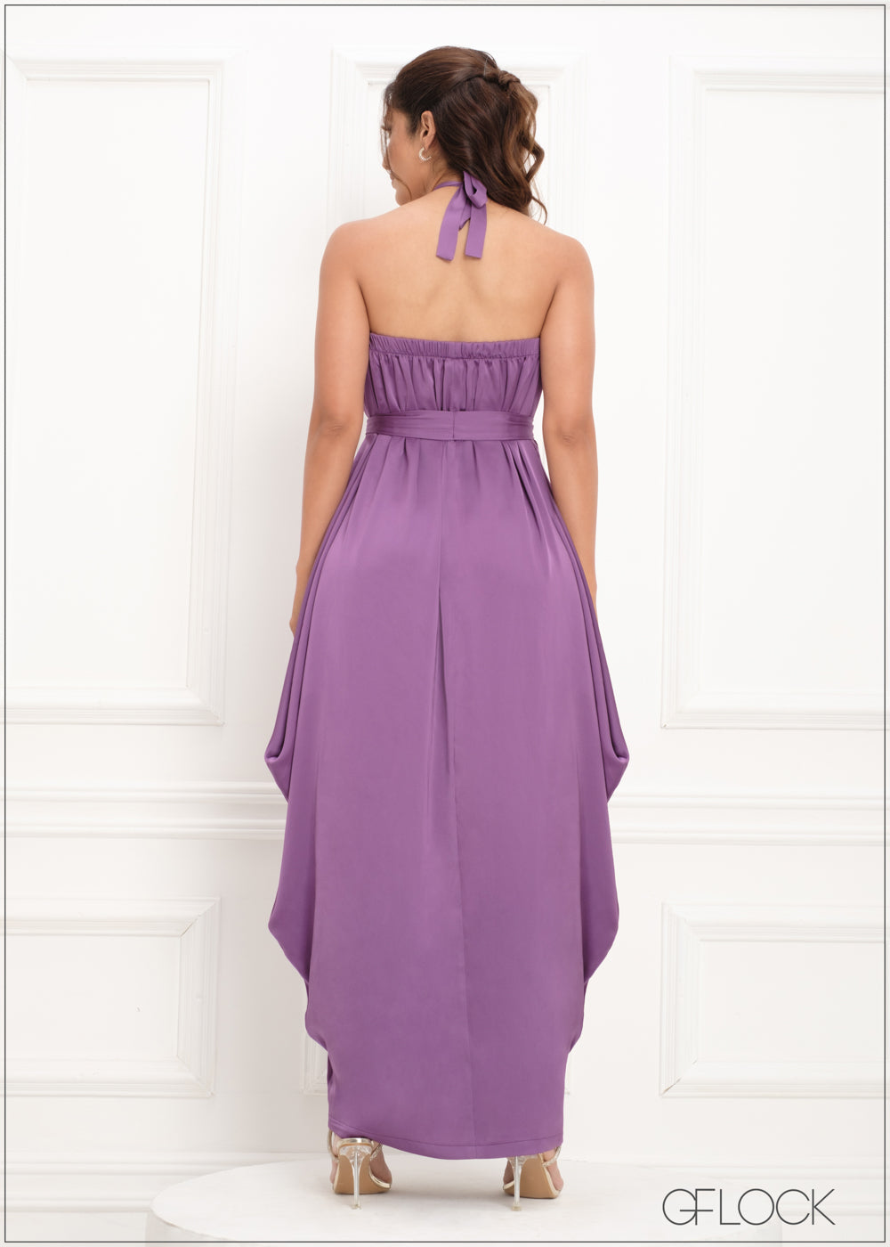 Halter Cut Draped Maxi Dress - 290923