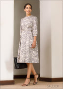 Puff Sleeve Midi Dress - 251023