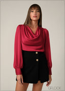 Bishop Sleeved Cowl Neck Top - 090326