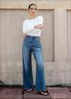 Mid Wash Wide Leg Jean - Short Length - 090425