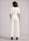 Boat Neckline Wide Leg Jumpsuit - 200424