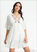 Embroidery Mini Dress - 100325