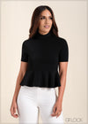 High Neck Peplum Top - 221123