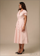 Shirt Collar Button Down Dress - 270326