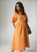 Puff Sleeve Cotton Dress - 201026