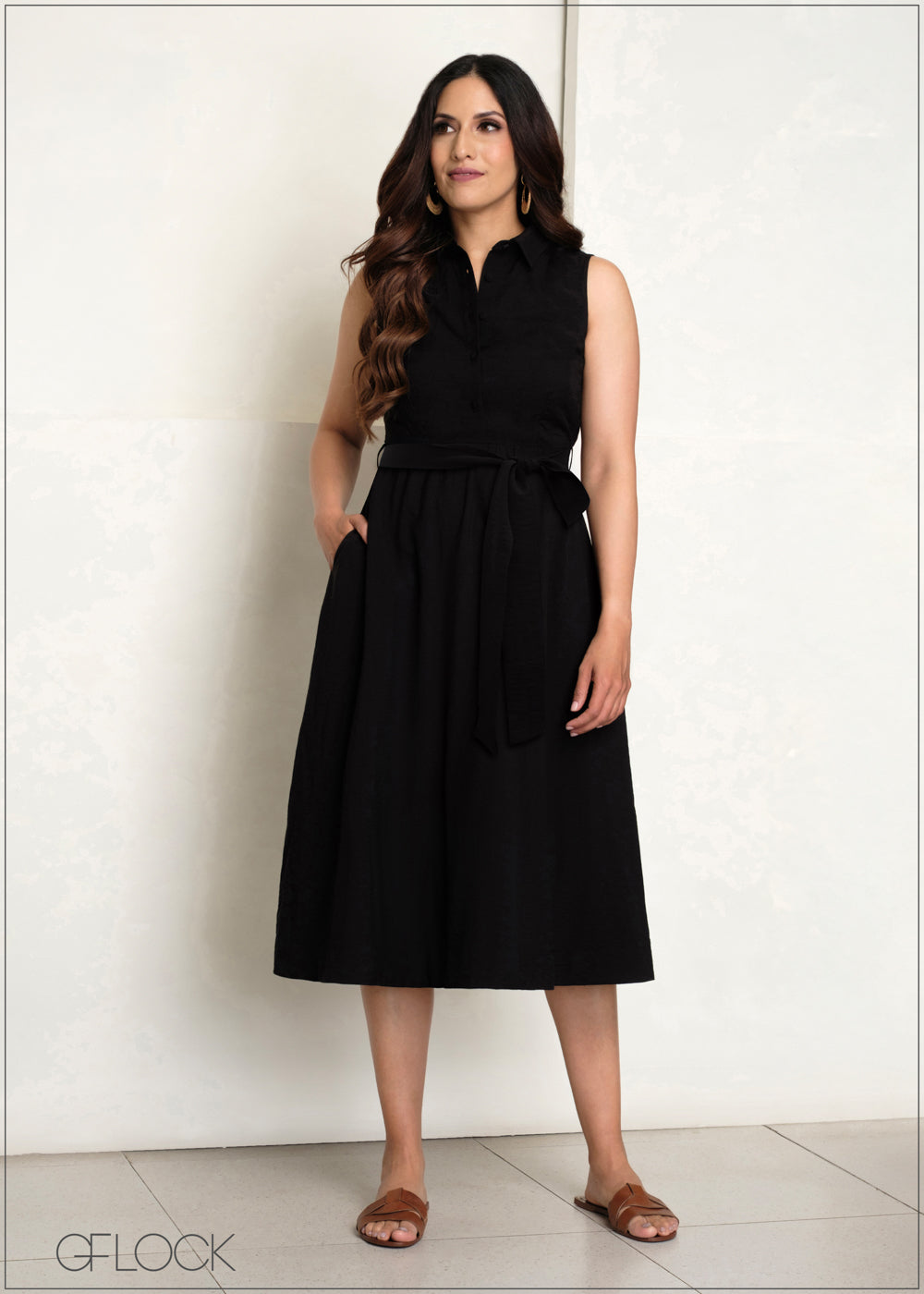 Sleeveless Shirt Dress - 140625