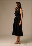 Midi Dress With Belt - 270326