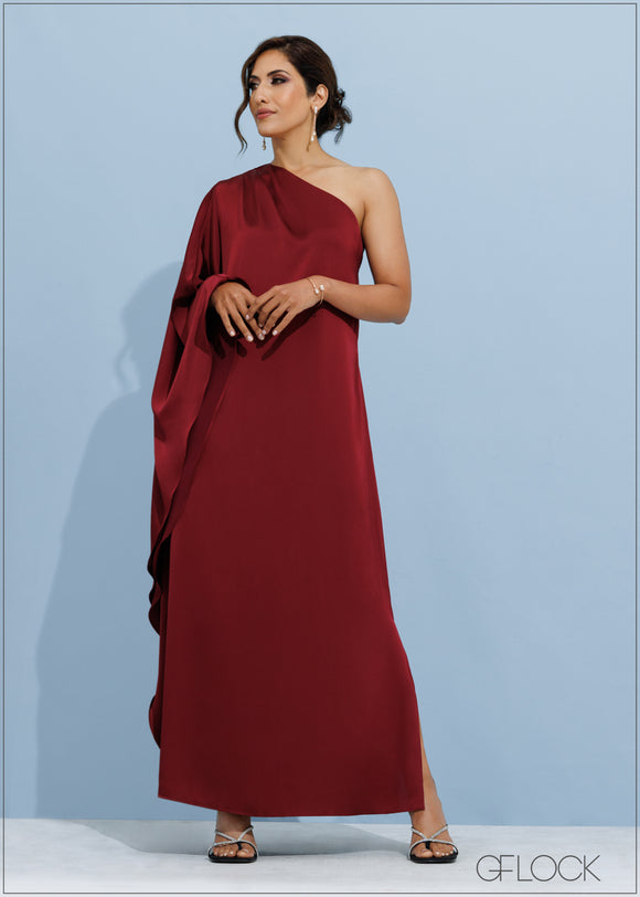 One Shoulder Detail Maxi Dress - 201123