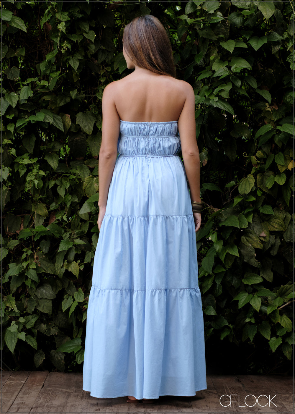 Gathered Bodice Full-Length Strapless Dress - 020224