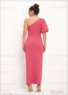 One Shoulder Pleat Detail Maxi Dress - 290923