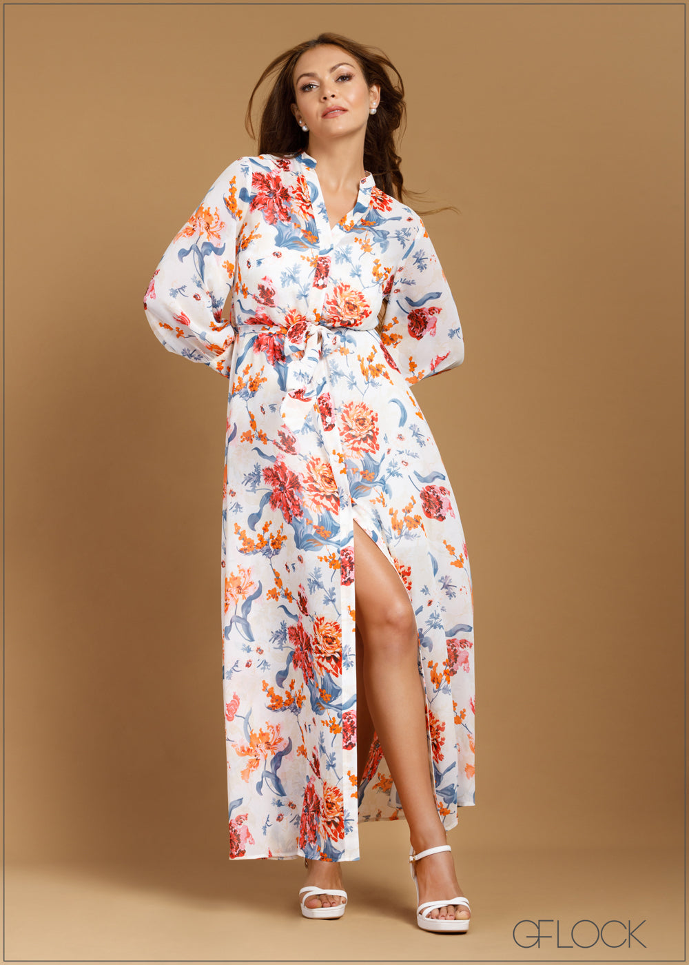 Floral Maxi Shirt Dress - 041223