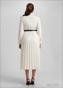 Puff Sleeved Pleated Maxi Dress - 051026