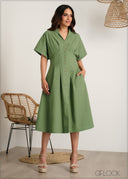 V-Necked Button Down Dress - 060625