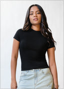 Short Sleeve Rib Top - 200226