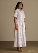 Printed Cutlawn Dress - 290526C