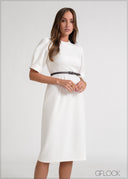 Puff Sleeve Midi Dress - 170826