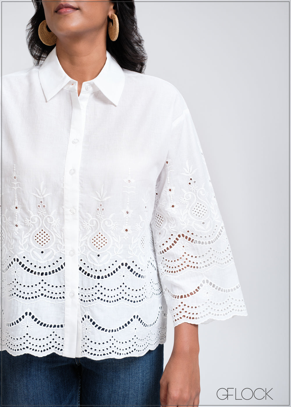 Loose Fitting Embroidered Shirt - 260525