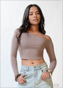 One Shoulder Rib Top - 200226