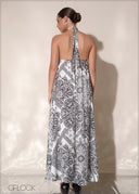 Crossover Halter Maxi Dress - 110125