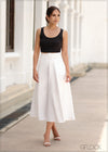 High Waisted Flared Midi Skirt - 210723