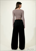 Black Wide Leg Jean - Short Length - 030626