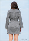 Chinese Collared Long Sleeved Mini Dress - 201123