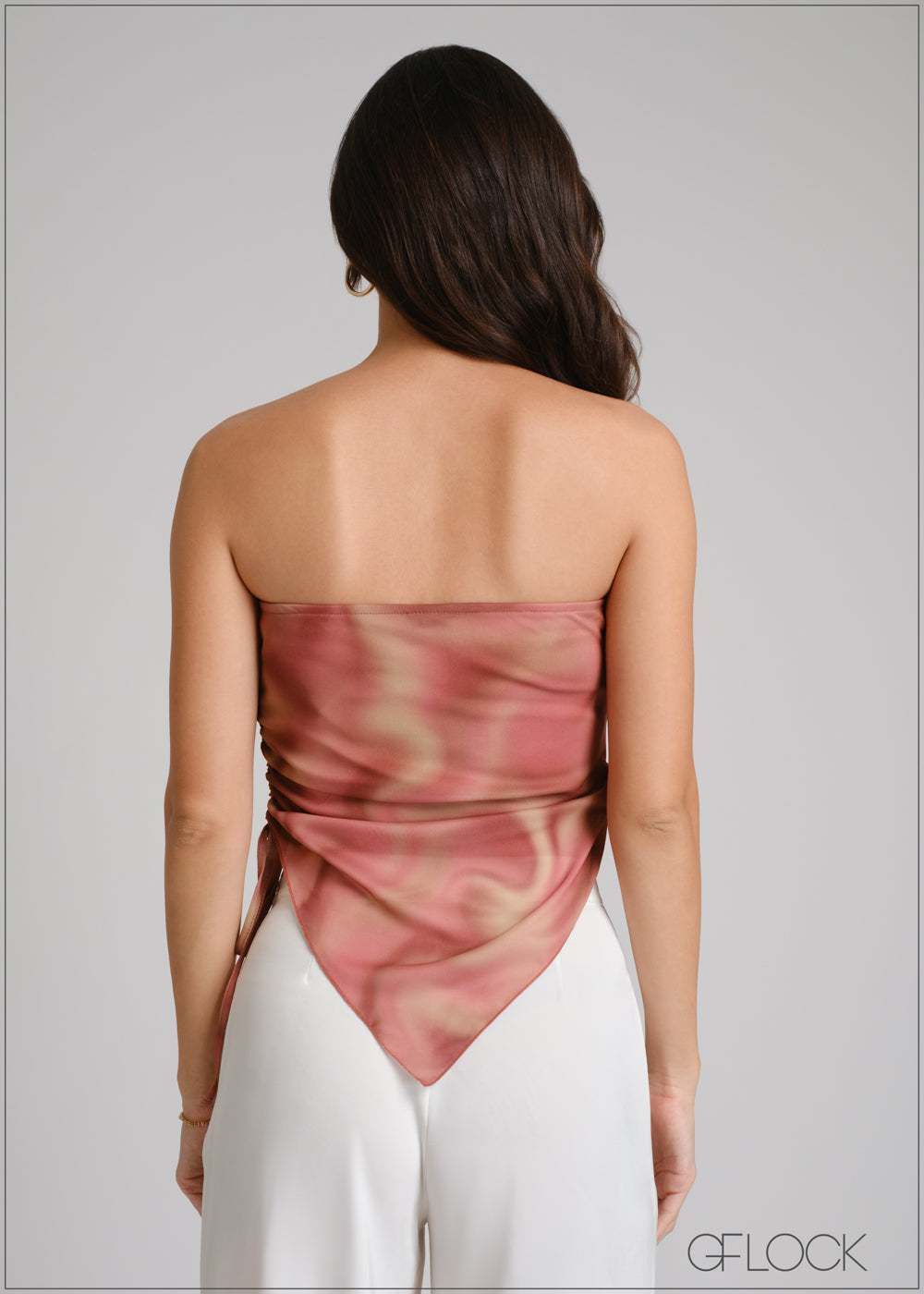 Tie Dye Side Ruched Tube Top - 250425