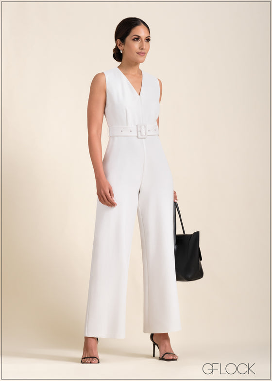 V-Neck Sleeveless Jumpsuit - 221123