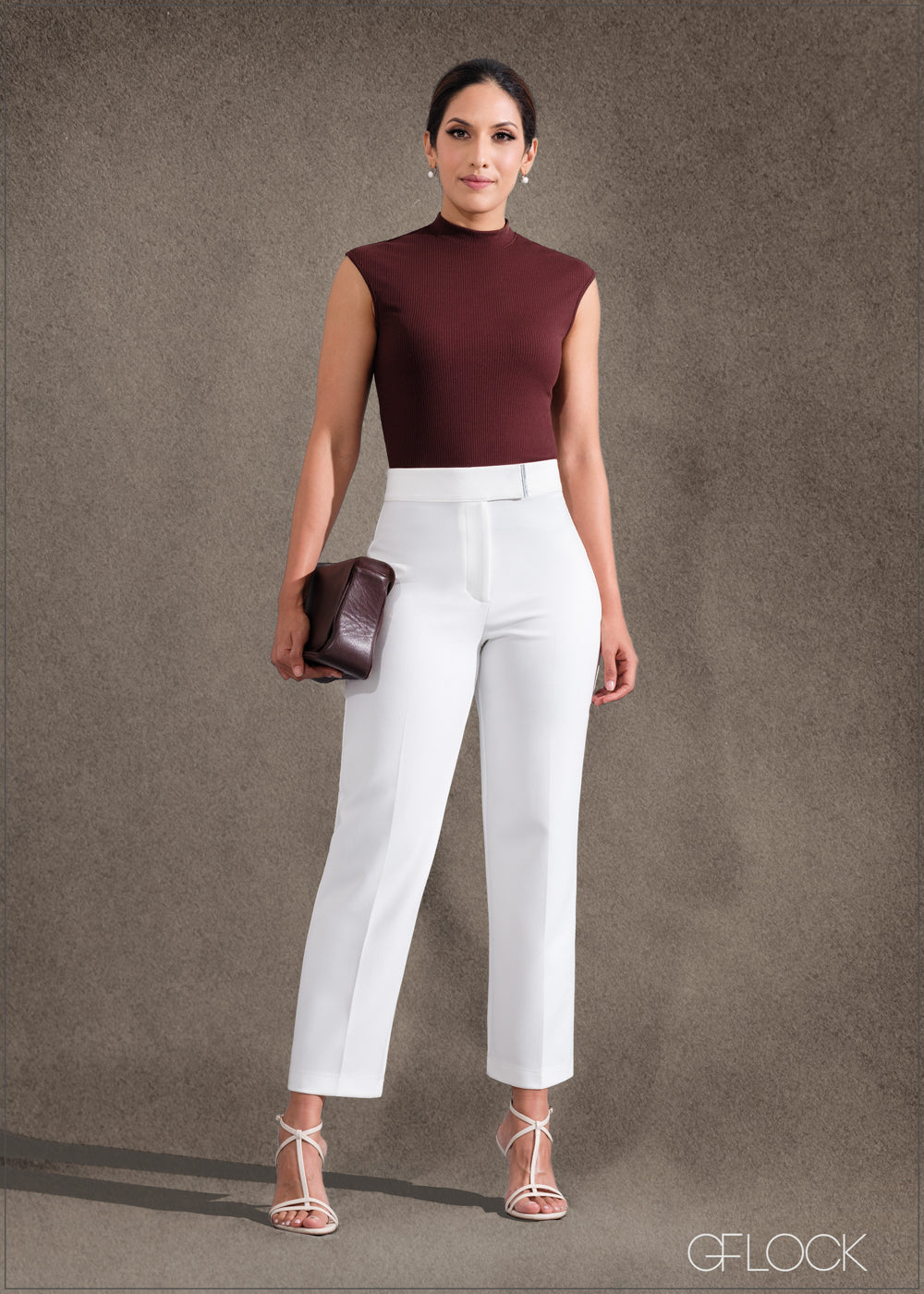 Tapered Pant With Waist Band Trim Detail - 260124