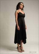 Asymmetric Flare Midi Dress - 231026