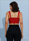 Strap Detailed Square Neckline Crop Top - 201123