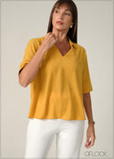 Short Sleeve Collared Top - 090326