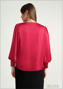 Bishop Sleeved Satin Top - 160226