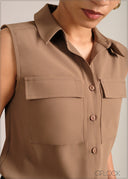 Sleeveless Collared Top - 261026