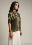 High Neck Printed Top - 231026