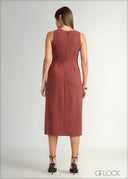 Sleeveless Slit Detailed Midi Dress - 160226