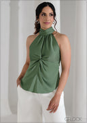 High Neck Knot Detail Top - 090625