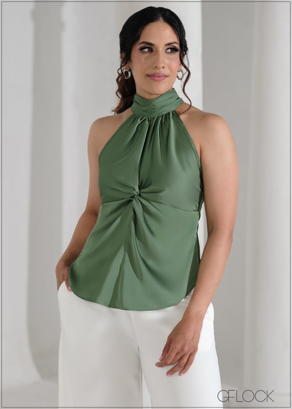 High Neck Knot Detail Top - 090625