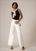 High Waist Wide Leg Jean - Short Length - 220826D