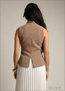 V-Neck Sleeveless Waistcoat - 231026