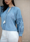 Embroidery Denim Shirt - 090425