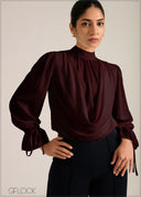 High Neck Cowl Top - 261026
