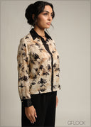 Contrast Collar Printed Shirt - 231026