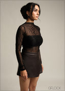 High Neck Long Sleeve Bodysuit - 231026
