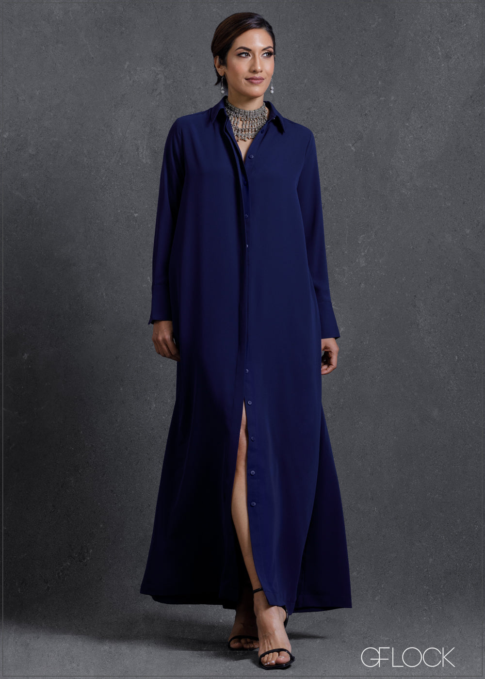 Collared Button Down Maxi Dress - 230224