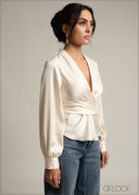 Tie Detail Long Sleeve Top - 231026