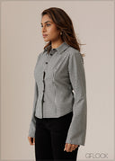 Back Tie Detailed Gingham Shirt - 280926