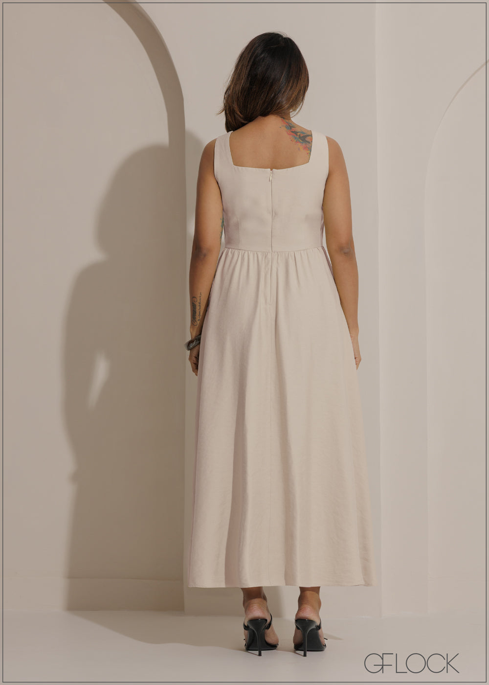 Square Neck Flared Dress - 271025